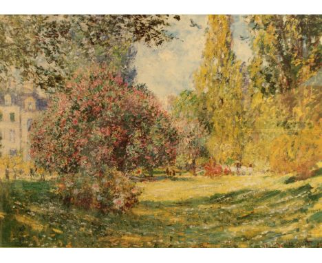 A large colour print after Claude Monet, 'The Parc Monceau' - 25&frac12; x 35&frac14;in (64.75 x 89.5cm), gilt framed (85 x 1