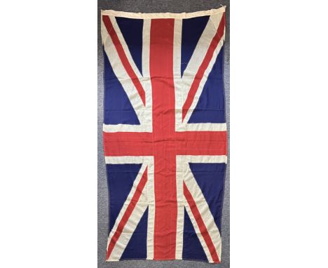 A vintage Union Jack flag - the linen flag by Edward Riley &amp; Co, with printed date 1953 and broad arrow, size 9ft x 4ft 6