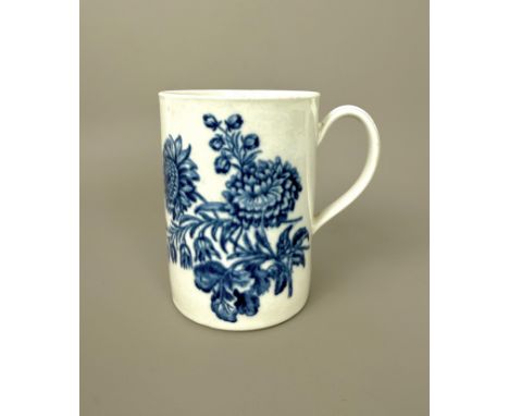 A first period Worcester porcelain large mug - in the 'Natural Sprays' pattern, large crescent mark and hand written paper co