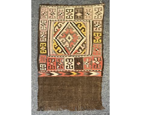 A small kilim rug, probably Uzbek - first half 20th century, with a central lozenge medallion with hooked spandrels within a 