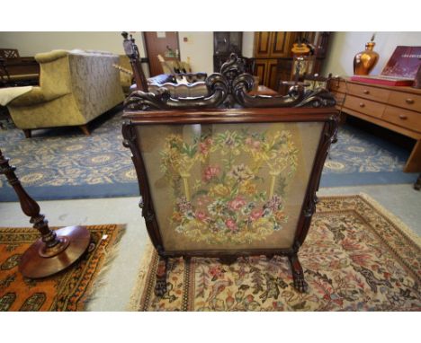 Victorian mahogany firescreen