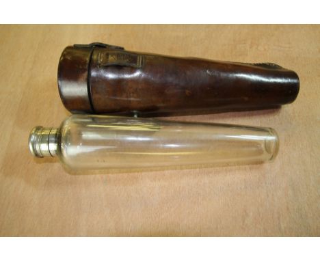 Leather cased glass stirrup flask