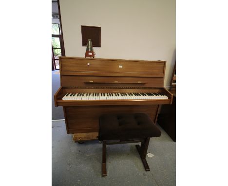 Eavestaff 'Minigrand' upright piano, with stool and metronome