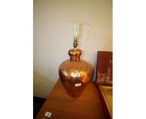 Copper electric table lamp with shade