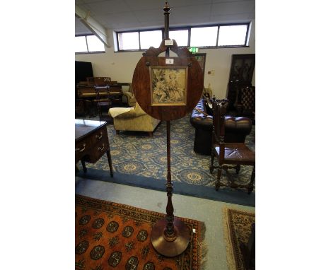 Antique Rosewood Pole Fire Screen