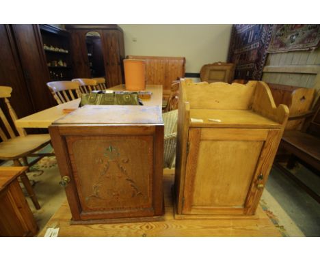 Pine Vintage Pine Wall Cupboard &amp; Mahogany Wall Cupboard