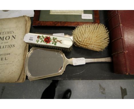 Three-piece vintage silver mounted vanity set