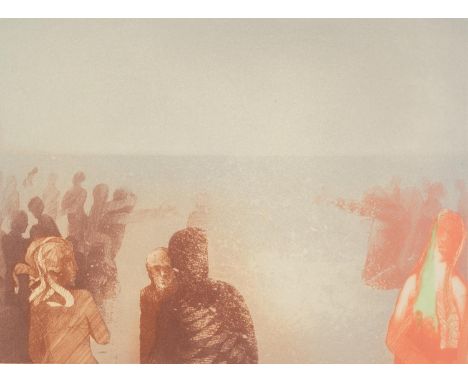 MARTIN WAVE (MODERN) ARTIST SIGNED LIMITED EDITION COLOUR PRINT ?Beach Figures No 1?, (50/75) 12? x 15 ½? (30.5cm x 39.4cm) C