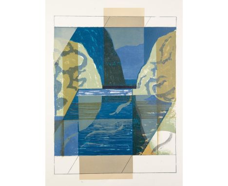 NORMAN JAQUES (1922-2014) TWO COLOUR PRINTS Lakeland Cube, (6/10) 26? x 18? (66cm x 45.7cm) Waterfall, Gordale, Yorkshire 30?