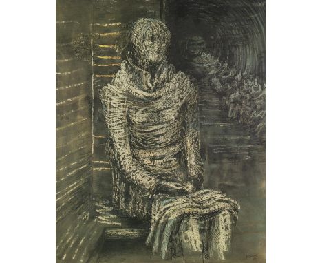 HENRY MOORE (1898-1986) ARTIST SIGNED LIMITED EDITION COLOUR PRINT Seated female figure, (25/100) 18? X 14? (45.7cm x 35.6cm)