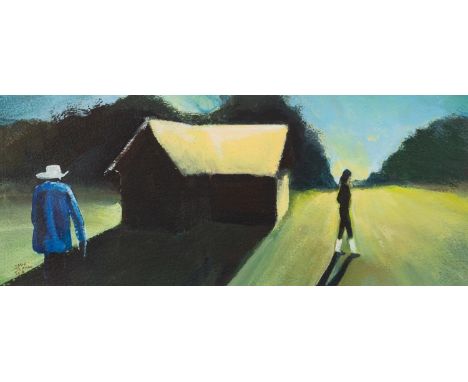 COLIN JELLICOE (1942-2018) PAIR OF ACRYLICS ON PAPER ?Monogram Cabin? ?Noon Rondezous? Signed and dated 2014&nbsp;5? x 12? (1