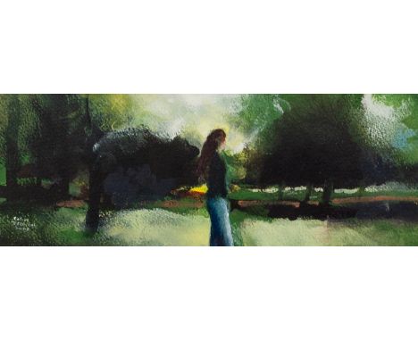 COLIN JELLICOE (1942-2018) SET OF THREE ACRYLICS ON PAPER ?Jenny and Golden Sun?, 2009 ?Under Wide Golden Skies?, 2013 ?Louis