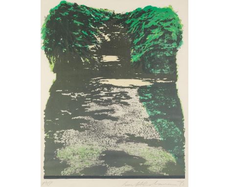IVOR ABRAHAM (1935-2015) ARTIST SIGNED PROOF COLOURED LITHOGRAPH Tree lined avenue, dated (19)75 16? x 13? (40.6cm x 33cm) C/