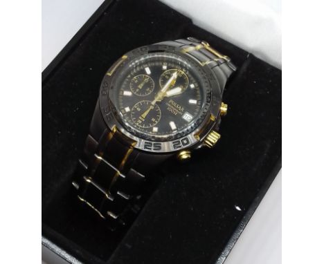 A Pulsar Chronograph titanium quartz wristwatch, with box. 