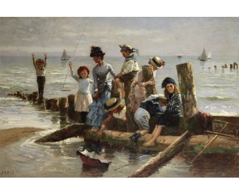 Alexander M. Rossi (British, 1840-1916)At the seaside signed 'A M Rossi' (lower left)oil on canvas71.7 x 104.5cm (28 1/4 x 41