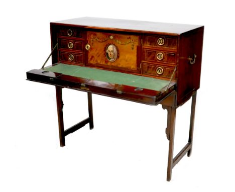 AMENDED ESTIMATES:A fine and rare late 18th century Swedish Gustavian campaign desk by Georg Haupt, master in Stockholm 1770-