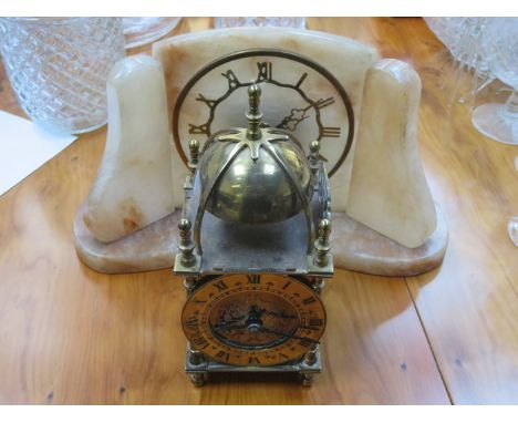 ART DECO STYLE MANTEL CLOCK AND BRASS LANTERN CLOCK 