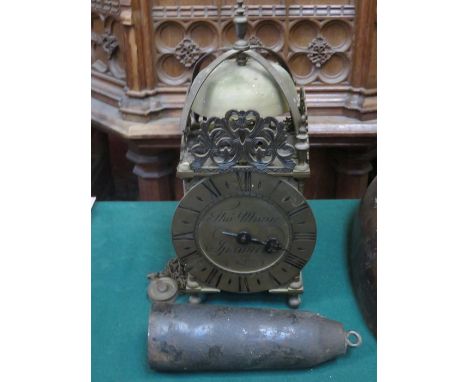 18th/19th CENTURY BRASS LANTERN CLOCK BY THOMAS MOORE, IPSWICH 