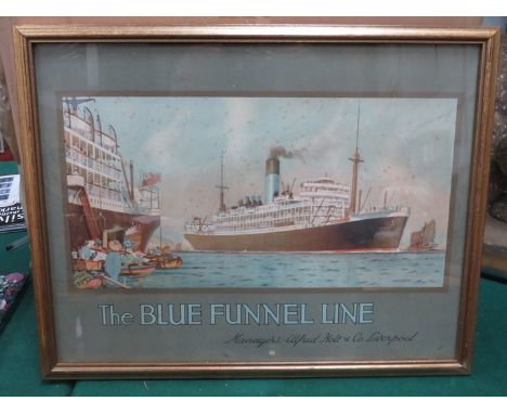 THE BLUE FUNNEL LINE ADVERTISING PRINT 