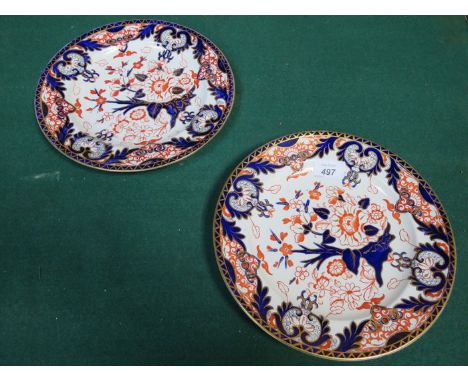 PAIR OF DERBY HANDPAINTED AND GILDED CERAMIC PLATES 