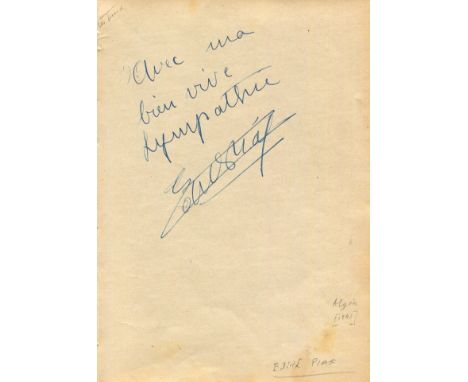 PIAF & CERDAN: Edith Piaf (1915-1963) French singer, one of the most celebrated performers of the 20th century. Vintage blue 