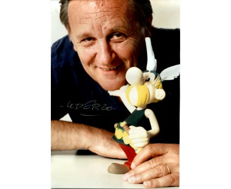 UDERZO ALBERT: (1927-2020) French Comic Book Artist, co-creator and illustrator of the Asterix series. Signed colour 4.5 x 7 