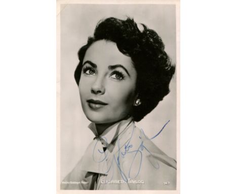 TAYLOR ELIZABETH: (1932-2011) British actress, Academy Award winner. Vintage signed postcard photograph, an attractive head a