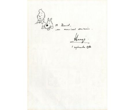 HERGÉ: (1907-1983) Georges Prosper Remi. Belgian cartoonist, creator of The Adventures of Tintin. Book signed and inscribed, 