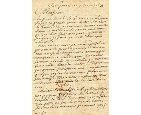 1829 lettre du Major Général Port de Toulon - nouveau commandant