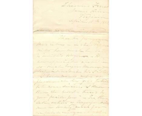 TYLER JULIA: (1820-1889) First Lady of the United States 1844-45, the second wife of American President John Tyler. A.L.S., J