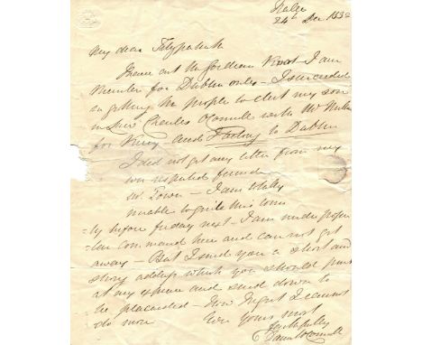 ‘I belong to Dublin’  O'CONNELL DANIEL: (1775-1847) Irish political leader. A good A.L.S., Daniel O'Connell, one page, 4to, T