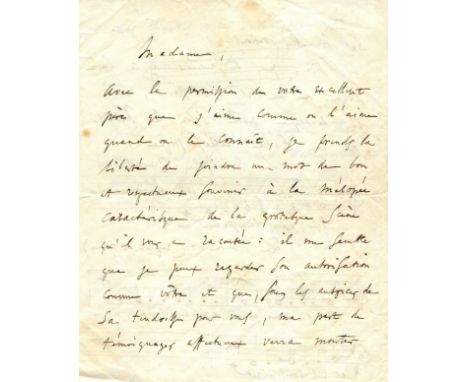 GOUNOD CHARLES: (1818-1893) French Composer. An excellent autograph letter including three autograph musical quotations, A.L.