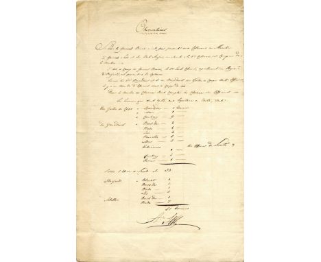 [IMPERIAL GUARD]: An attractive manuscript document relating to Napoleon's Garde Imperiale, completed and signed by General A