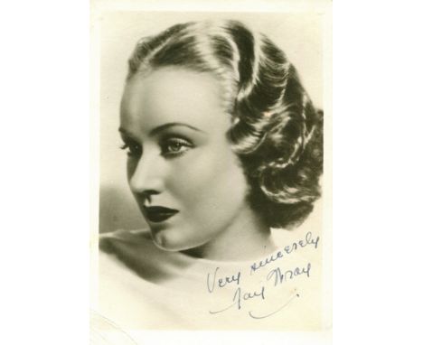 WRAY FAY: (1907-2004) Canadian-American actress, remembered for her role as Ann Darrow in King Kong (1933). Vintage signed se