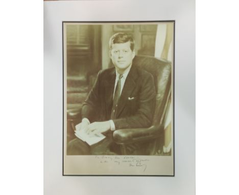 KENNEDY JOHN F.: (1917-1963) American President 1961-63. Assassinated. An excellent, large vintage signed and inscribed 11 x 