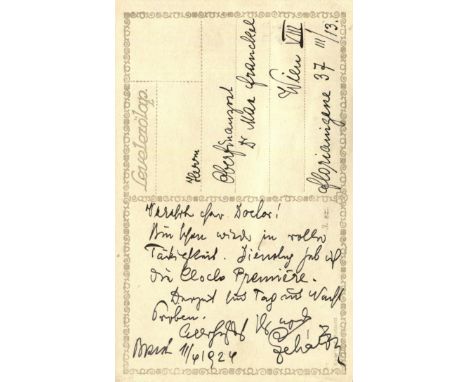LEHAR FRANZ: (1870-1948) Austro-Hungarian composer of operettas including The Merry Widow. A.L.S., F Lehar, to the verso of a