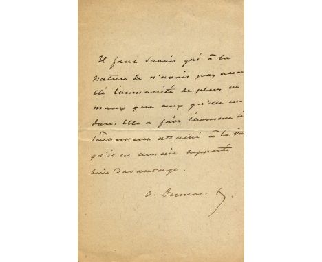 DUMAS ALEXANDRE: Fils (1824-1895) French Author and Dramatist. An excellent statement in the hand of Dumas. Autograph Stateme