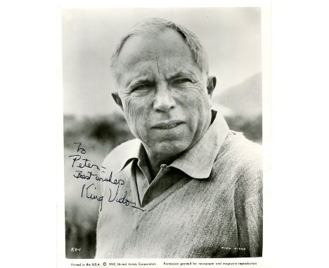 VIDOR KING: (1894-1982) American film director. Signed and inscribed 8 x 10 photograph of Vidor in a head and shoulders pose,