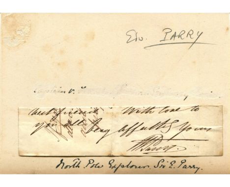 PARRY WILLIAM EDWARD: (1790-1855) Anglo-Welsh explorer of the Arctic who attempted one of the earliest expeditions to the Nor