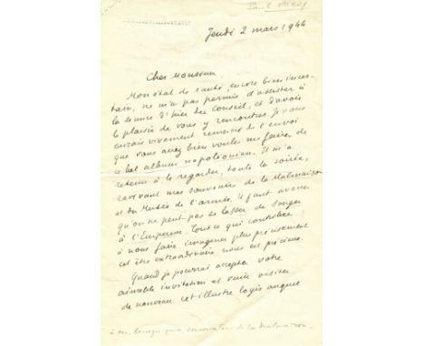 VALERY PAUL: (1871-1945) French Poet and Philosopher. A very fine A.L.S., `Paul Valery´, three pages, 8vo, n.p. [Paris], Thur