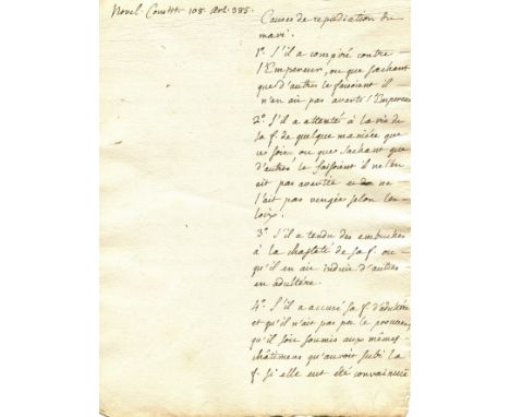 ROUSSEAU JEAN-JACQUES: (1712-1778) French Writer and Philosopher. An interesting autograph manuscript, two pages, 4to, n.p., 