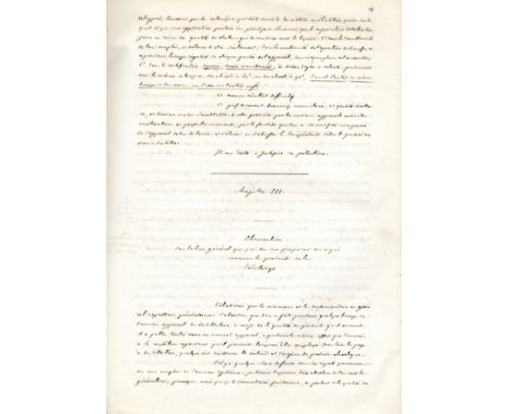 [COGNAC]: An important autograph manuscript by Henri Guilbault entitled Memoire sur un nouvel appareil de distillation contin