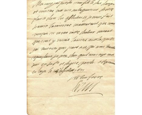 LOUIS XIV: (1638-1715) King of France 1643-1715. L.S., Louis, one page, 8vo, [Chateau de] Saint-Germain-en-Laye, 14th July 16
