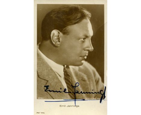 JANNINGS EMIL: (1884-1950) Swiss-born German actor, the first Academy Award winner for Best Actor. Vintage signed sepia postc