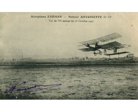 FARMAN HENRI: (1874-1958) French pioneer aviator and aircraft designer. Vintage signed postcard photograph, the image depicti