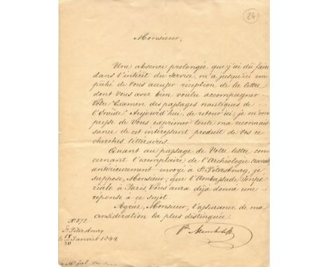 MENSHIKOV ALEXANDER SERGEYEVICH: (1787-1869) Russian nobleman, military commander, admiral and statesman who served as comman