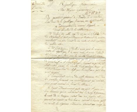 [DE LA CATHELINIERE LOUIS-FRANCOIS RIPAULT]: (1768-1794) French military officer who participated in the War in the Vendee al