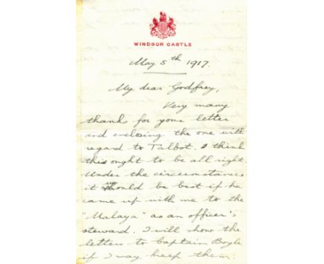 GEORGE VI: (1895-1952) King of the United Kingdom 1936-52. A.L.S., Albert, as Prince, two pages, 8vo, n.p. (Berkshire), 5th M