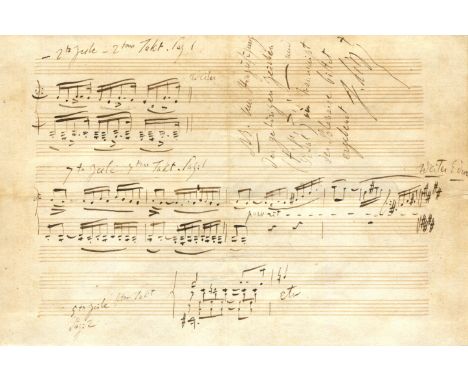 LISZT FRANZ: (1811-1886) Austrian-Hungarian composer. Rare Autograph Musical Manuscript Signed, F. Liszt, one page, oblong 8v