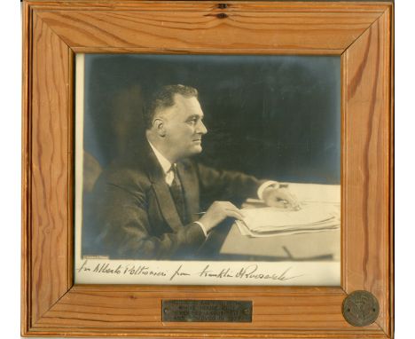 ROOSEVELT FRANKLIN D.: (1882-1945) American President 1933-45. A good vintage signed and inscribed sepia 10 x 8 photograph of